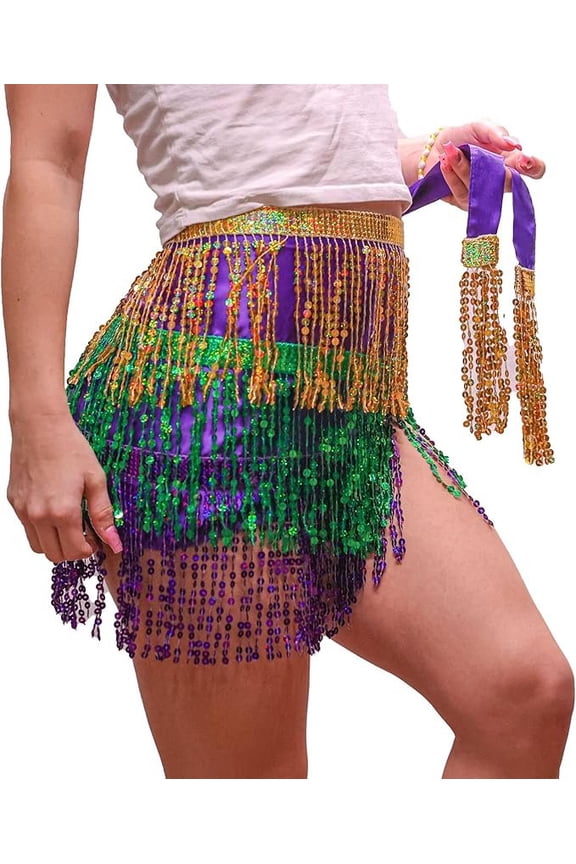 Mardi Gras Outfit for Women Sequin Skirt, Purple Green & Gold Sequin Skirt