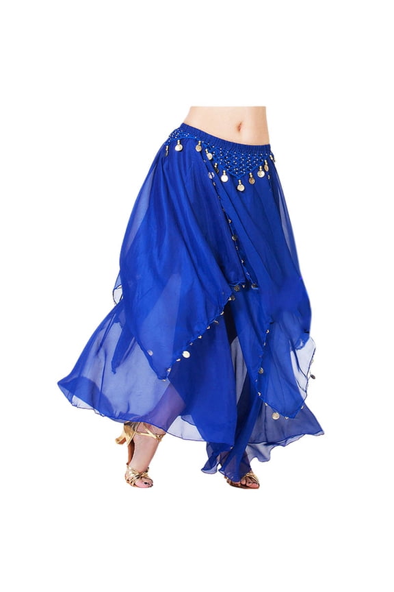 Mardi Gras Outfit for Women Stage Performance Costume Flowing Line Dancewear Chiffon Belly Dance Skirt Flared Design Offers Beautiful Drape and Flow