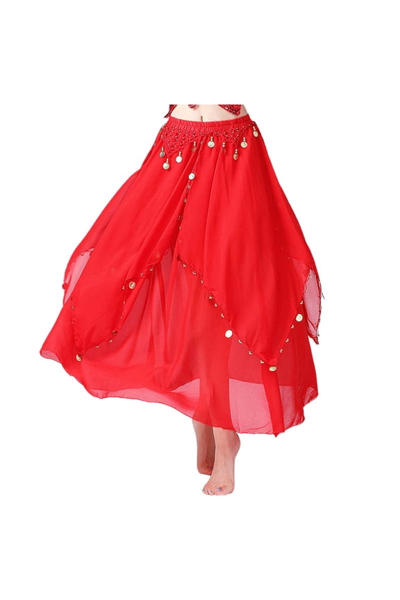 Mardi Gras Outfit for Women Stage Performance Costume Flowing Line Dancewear Chiffon Belly Dance Skirt Flared Design Offers Beautiful Drape and Flow