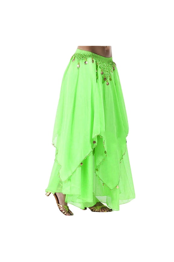 Mardi Gras Outfit for Women Stage Performance Costume Flowing Line Dancewear Chiffon Belly Dance Skirt Flared Design Offers Beautiful Drape and Flow