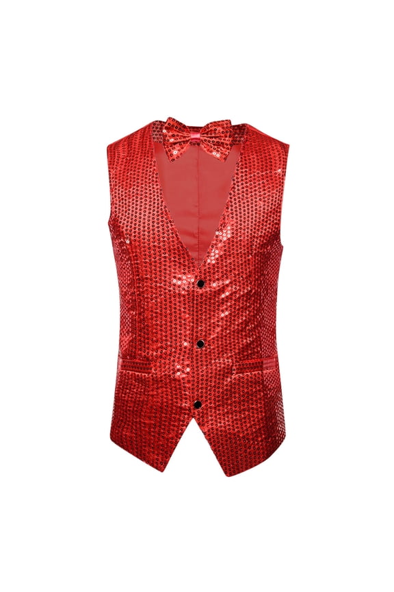 Mardi Gras Outfits Men'S Suit Vest Slim Fit Business Wedding Sleeveless Tank Casual Vacation Clothes For Holiday Carnival Festival Outfit Red S