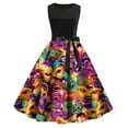 thumbnail image 1 of Mardi Gras Outfits Women'S Long Sleeve Crew Neck Carnival Print Party Casual Swing Dress Casual Vacation Clothes For Holiday Mardi Gras Festival Outfit Ag S, 1 of 2
