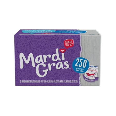 Mardi Gras Paper Napkins, White, 250 Ct