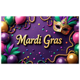 thumbnail image 1 of Mardi Gras Party Banner Decorations Feather Mask Backdrop for Celebration Photography Props Carnival Event Supplies Festive Green Purple Theme Decor, 1 of 8