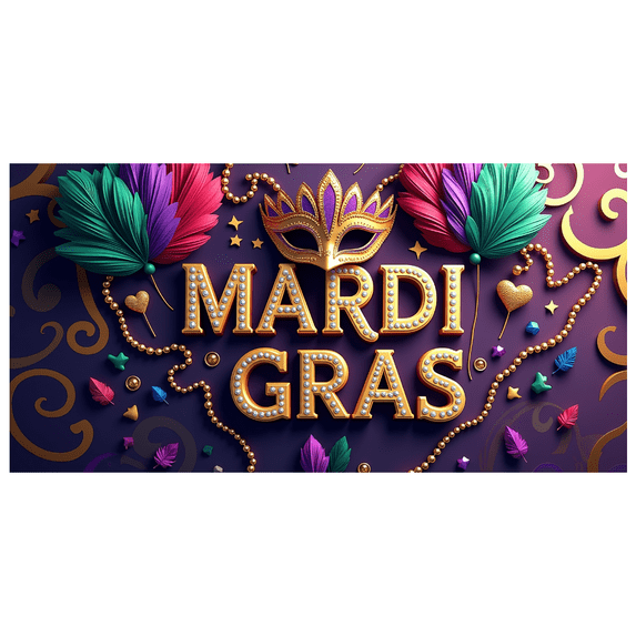 Mardi Gras Party Banner Decorations Feather Mask Backdrop for Celebration Photography Props Carnival Event Supplies Festive Green Purple Theme Decor