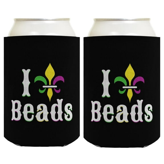 Mardi Gras Party Favors I Fleur-de-lis Beads 2-Pack Can Drink Thermocoolers