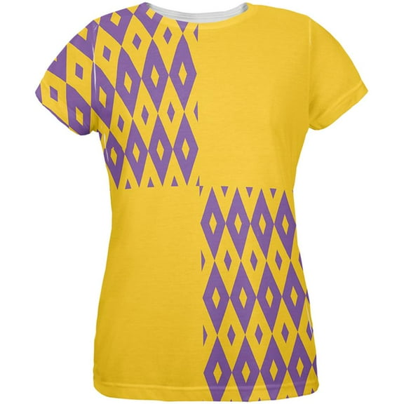 Mardi Gras Party Purple and Gold All Over Womens T-Shirt - Medium