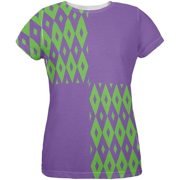 Mardi Gras Party Purple and Green All Over Womens T-Shirt - Large
