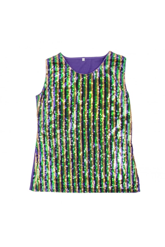 Mardi Gras Party Sequin Top Shirt Dress Size Medium Size MEDIUM 36in x 34in x 38in Length 23in parade wear carnival