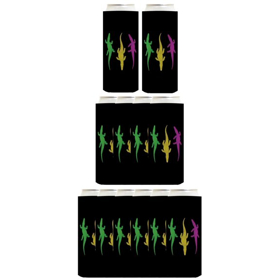 Mardi Gras Party Supplies Mardi Gras Gold Purple Alligators 12-Pack Ultra Slim Can Thermocoolers