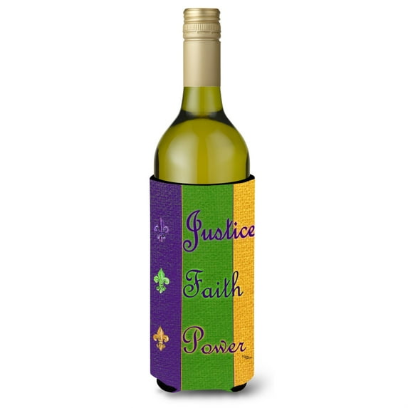 Mardi Gras Peace Faith and Justice Wine Bottle Beverage Insulator Beverage Insulator Hugger