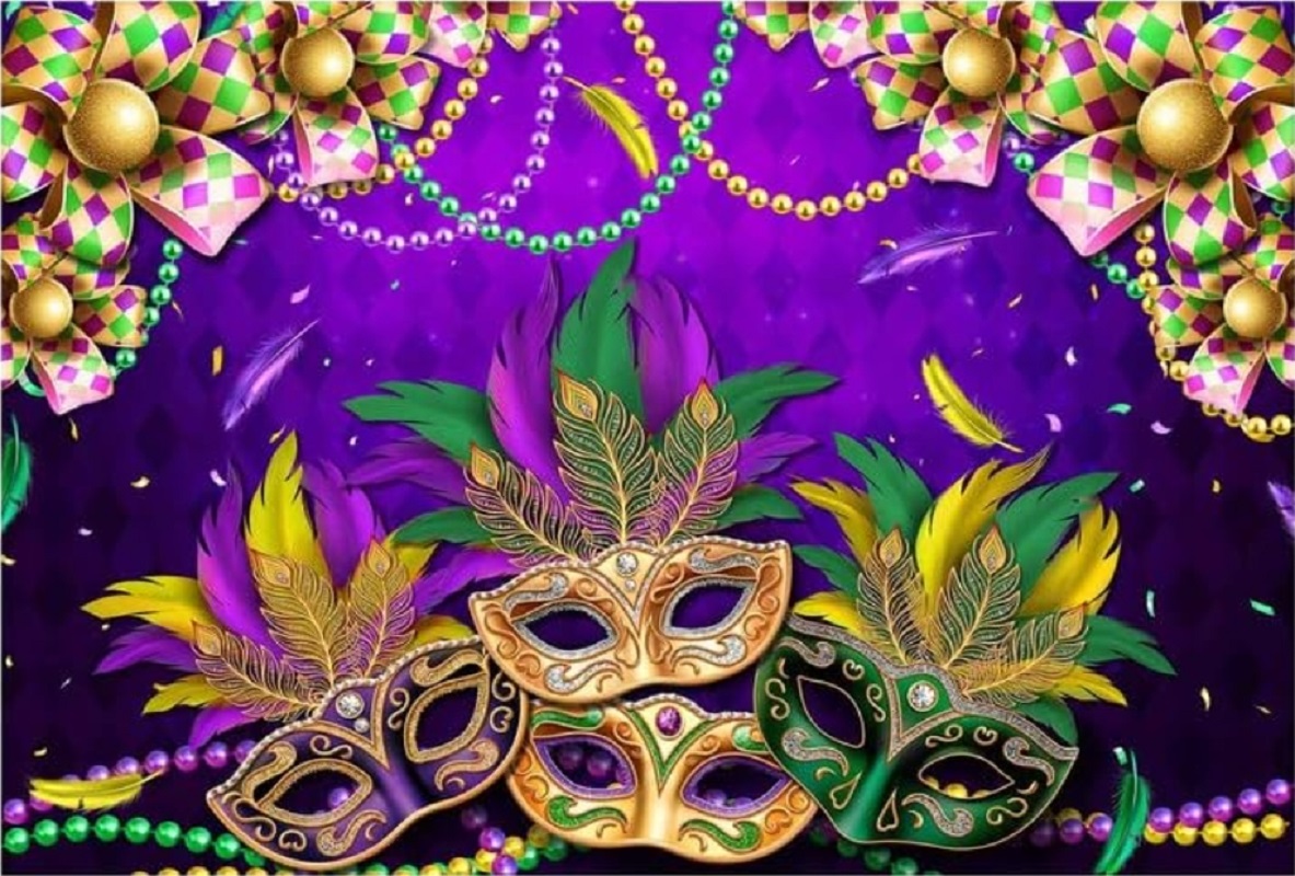 Pudodo Mardi Gras Tischläufer – 33x183 Cm, Leinen, Buntes Masken-Design Für Partys & Feiern