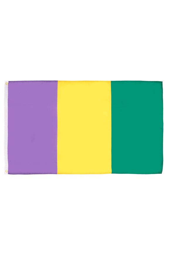 Mardi Gras Plain Flag 3x5 ft 100D Polyester 2 Grommets 150x90 cm