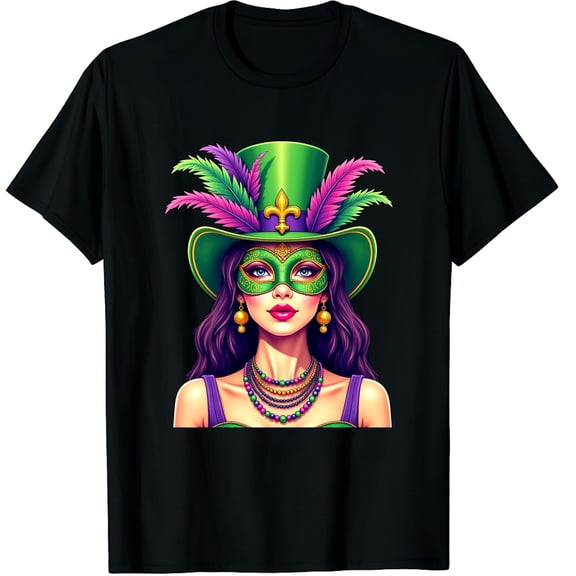 Mardi Gras Priestess Women New Orleans Witch Doctor Voodoo Graphic Black T-Shirt for Men and Women