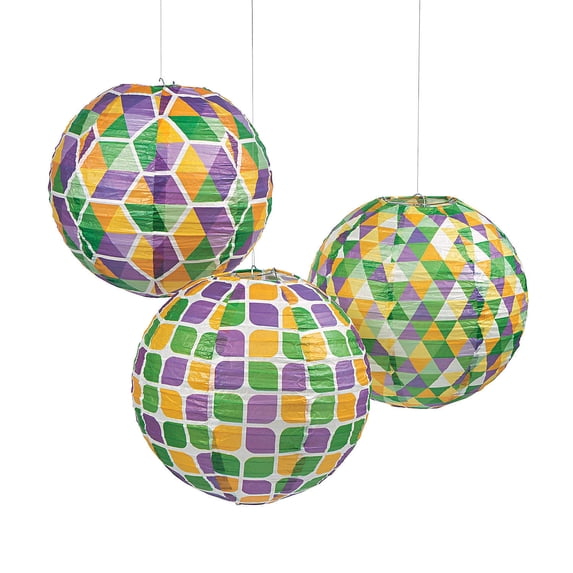 Mardi Gras Prints Paper Lantern - Party Decor - 6 Pieces