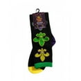 thumbnail image 1 of Mardi Gras Purple Green Yellow Regular Fleur de Lis Black Socks One Size, 1 of 2
