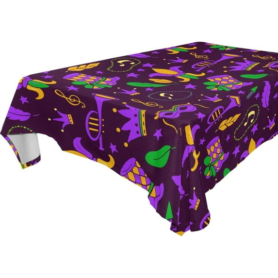 Mardi Gras Purple Tablecloth Rectangle Colorful Table Cloth Large Square Table Cover for Dining Kitchen Party 60"x120" Decor Gift