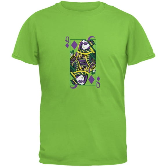 Mardi Gras Queen of Diamonds Lime Green Adult T-Shirt - 2X-Large