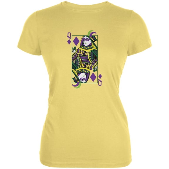 Mardi Gras Queen of Diamonds Yellow Juniors Soft T-Shirt