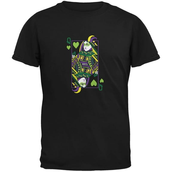 Mardi Gras Queen of Hearts Black Adult T-Shirt - Medium