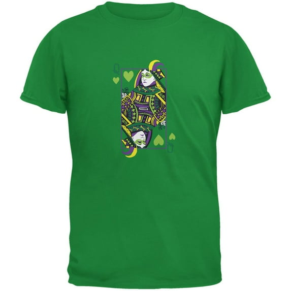 Mardi Gras Queen of Hearts Irish Green Adult T-Shirt - Large