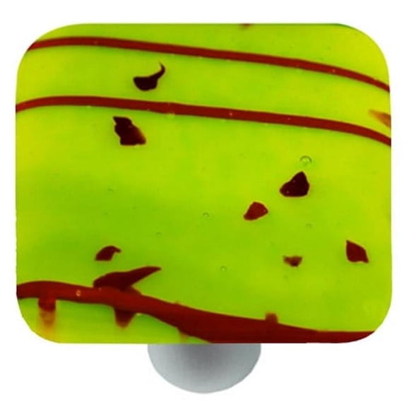 Mardi Gras Red with Spring Green Square Glass Cabinet Knob - Aluminum Post