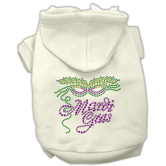 Mirage Pet Mardi Gras Rhinestud Hoodies Cream M