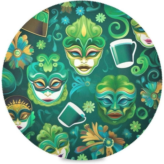 Mardi Gras Round Placemats Non-Slip Table Mat Heat Resistant Placemat for Dining Table Kichen Party Table Diameter 15.4 inch Set of 4 Home Decor Gifts