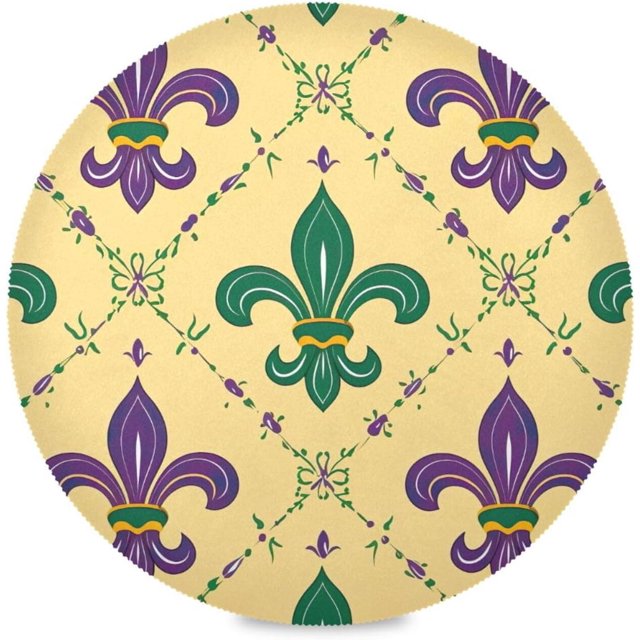 Mardi Gras Round Placemats Non-slip Table Mat Heat Resistant Placemat 