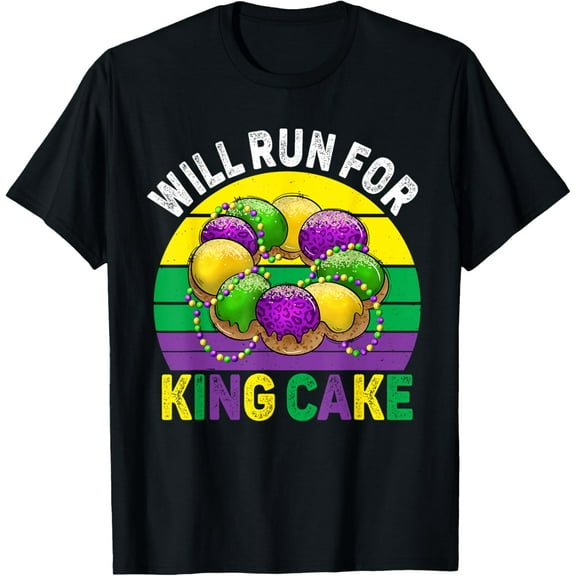 Mardi Gras Running Will Run Cake Funny Runner T-Shirt TShirt