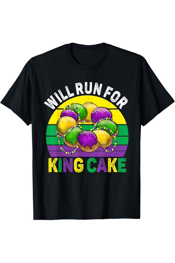 Mardi Gras Running Will Run Cake Funny Runner T-Shirt TShirt