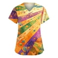 thumbnail image 1 of Mardi Gras Scrub Tops for Woman Carnival Sparkly Short Sleeve Scrubs Glitter V Neck Holiday Nurse Uniform with Pockets Orange L, 1 of 4