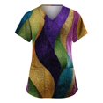 thumbnail image 1 of Mardi Gras Scrubs for Women Glitter Carnival V Neck Workwear Sequins Short Sleeve Holiday Scrubs with Pockets Multicolor XL, 1 of 4