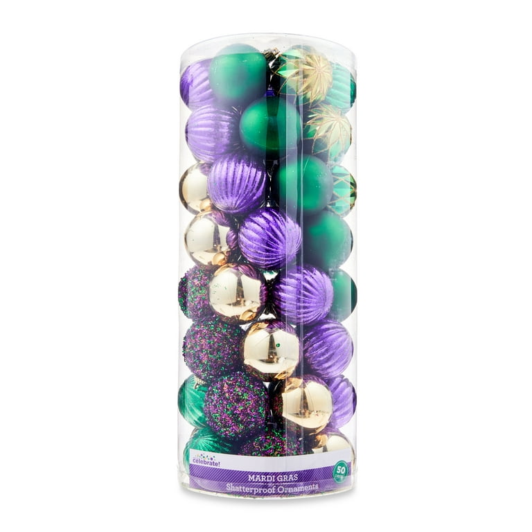Mardi Gras Shatterproof Ornaments, 50 Count, by Way To Celebrate