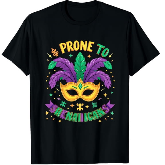 Mardi Gras Shenanigans Carnival New Orleans Trip Graphic Crew Neck Short Sleeve T-Shirts (Men's, Women's)