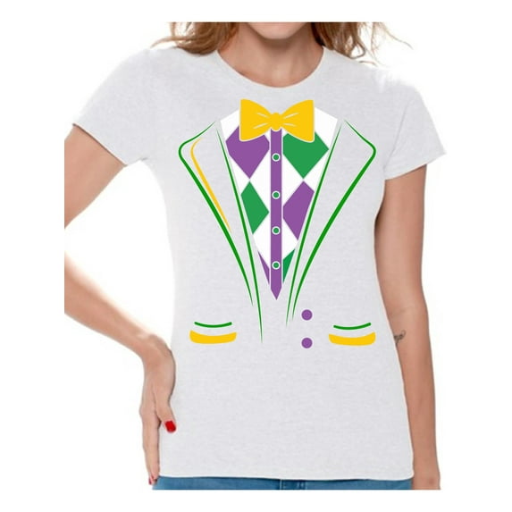 Mardi Gras Shirt for Women New Orleans Novelty Tuxedo Tee for Her Festival Celebration T-Shirt