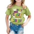 thumbnail image 1 of Mardi Gras Shirts for Girls Carnival Party Shirt Casual Crewneck Short Sleeve T-Shirt We Don't Hide Crazy Letter Print Tee Tops Kids Clothes Light Green 10-11 Years, 1 of 5
