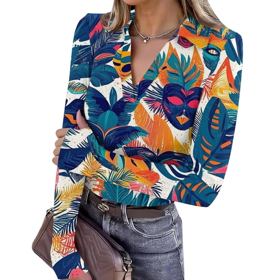 Mardi Gras Shirts Womens Feathers Print Sequins V Neck Graphic Tee Sparkly Long Sleeve Party Tops Blue S
