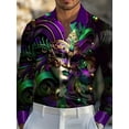 thumbnail image 1 of Mardi Gras Shirts for Men Sequin Carnival Outfits Tuesday Shirts New Orleans Festival Long Sleeve Tops Multicolor 3XL, 1 of 6