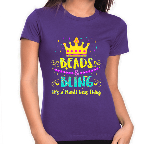 Mardi Gras Shirts for Women Beads and Bling It's Mardi Gras Shirt New Orleans Mardi Gras Outfit for Women