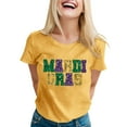 thumbnail image 1 of Mardi Gras Shirts for Women Carnival Funny Letter Print Short Sleeve Crewneck Tees Dressy Casual Stretch Comfy Pullover Tunic Tops, 1 of 4