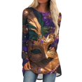 thumbnail image 1 of Mardi Gras Shirts for Women Glitter Carnival Long Sleeve T Shirts Sequins Crew Neck Holiday Blouse Gold 3XL, 1 of 5