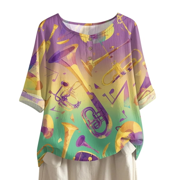 Mardi Gras Shirts for Women Sparkly Sequins Short Sleeve Graphic Tee Mask Print Crew Neck Holiday Tops Yellow XL