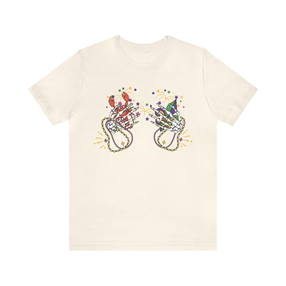 Mardi Gras Skeleton Hands Shirt, Mardi Gras Beads Women's T-Shirt