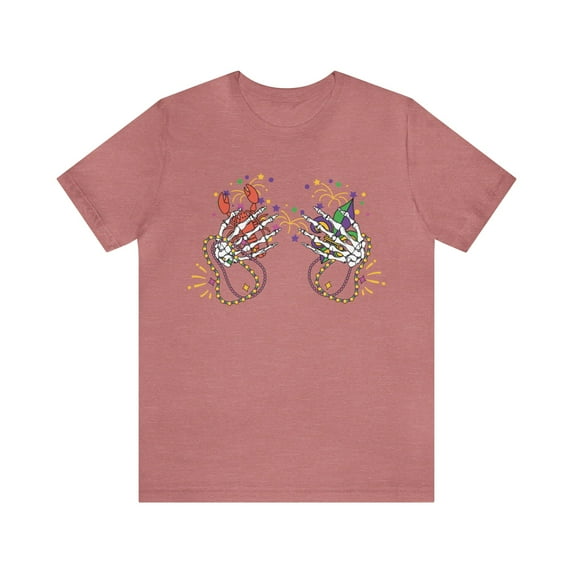 Mardi Gras Skeleton Hands Shirt, Mardi Gras Beads Women's T-Shirt