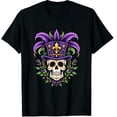 thumbnail image 1 of Mardi Gras Skull Top Hat New Orleans Witch Doctor Voodoo Graphic Crew Neck Short Sleeve T-Shirts (Men's, Women's), 1 of 4