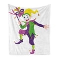 thumbnail image 1 of Mardi Gras Soft Flannel Fleece Throw Blanket, Cartoon Style Jester in Costume with Happy Dancing Party, Cozy Plush for Indoor and Outdoor Use, 50" x 60", Multicolor, by Ambesonne, 1 of 5