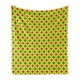 thumbnail image 1 of Mardi Gras Soft Flannel Fleece Throw Blanket, Retro Pattern with Star Circular Motifs Masquerade Design, Cozy Plush for Indoor and Outdoor Use, 70" x 90", Purple Fern Green Yellow, by Ambesonne, 1 of 6