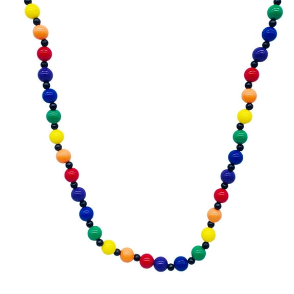 Mardi Gras Spot 38" Acrylic Rainbow 12mm Bead Necklace (Dozen)