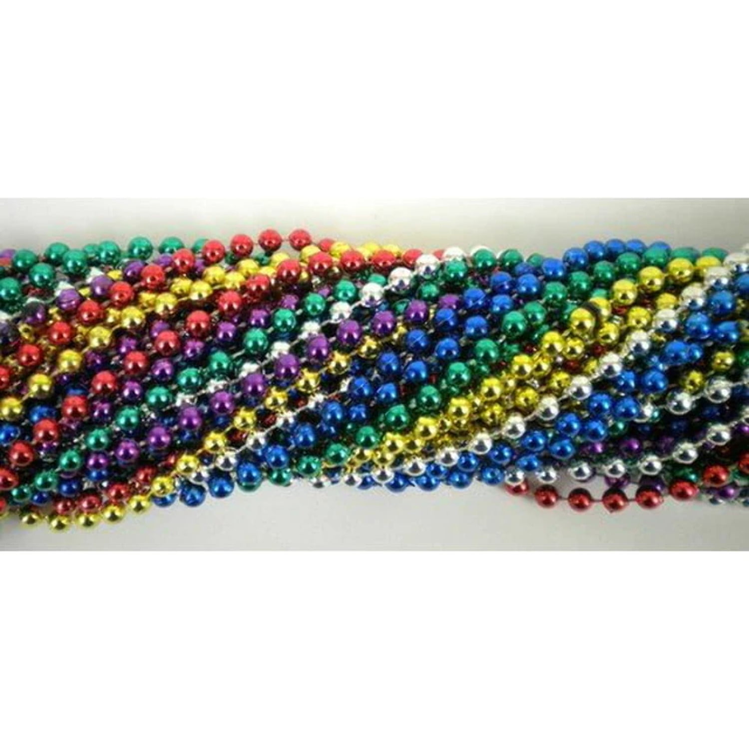 Mardi Gras Spot 6D336Col 33 Inch 07Mm Round Metallic 6 Color Mardi Gras  Beads - 6 Dozen (72 Necklaces)